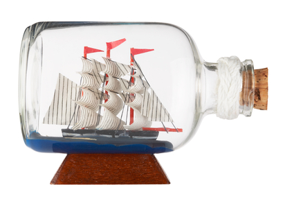 bottle with sailing ship inside