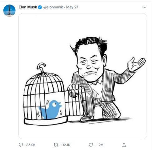 Elon Musk freeing Twitter bird