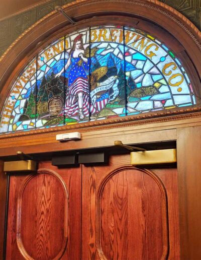 Stained glass at the brewery