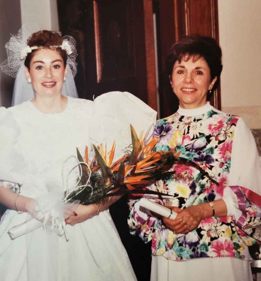 Carmen's wedding day with her mother