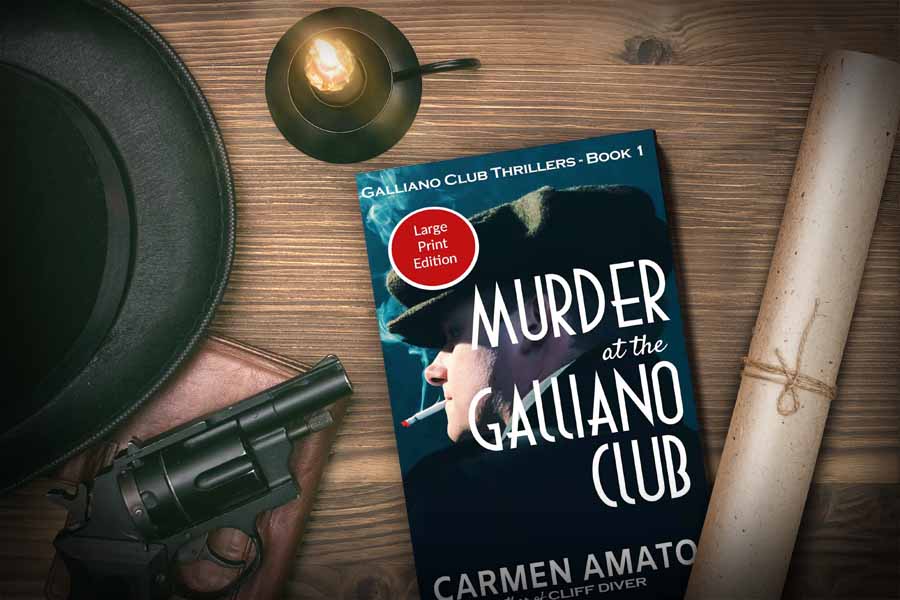 Large print edition of the Galliano Club historical fiction thriller series