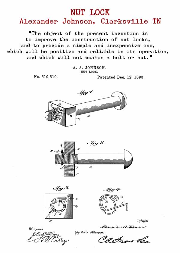 Nut lock patent drawing