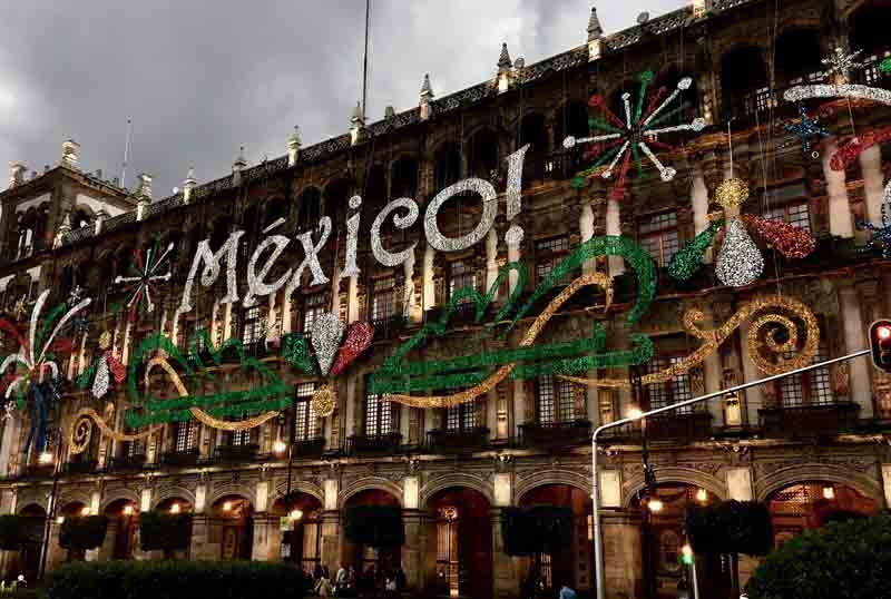 Mexico's parliament building with decorations