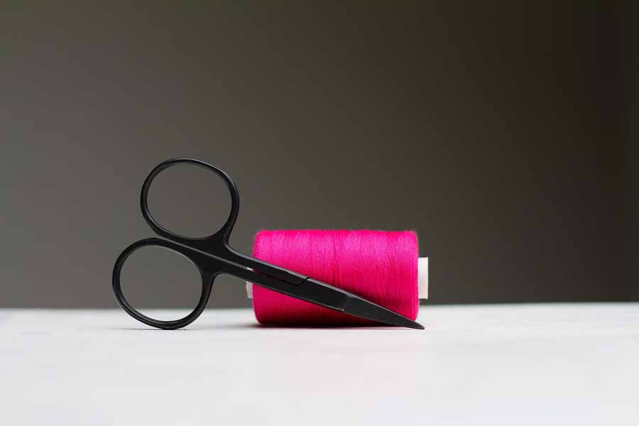 Embroidery thread and scissors