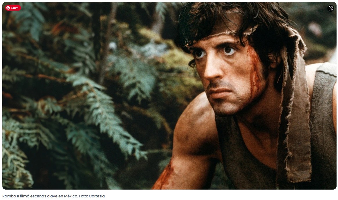 Sylvester Stallone as John Rambo, filming in the Coyuco Lagoon outside Acapulco via tusbuenosnoticias.com